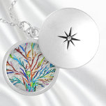 Médaillon Avec Fermoir Arbre De Vie<br><div class="desc">Ce collier unique est décoré avec un arbre coloré de la vie mosaïque design. Mosaïque originale © Michele Davies.</div>