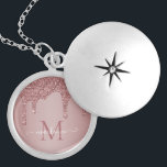 Médaillon Avec Fermoir Chic Rose Gold Parties scintillant gouttes Monogra<br><div class="desc">Parties scintillant Rose or éclaboussée perce Monogramme Collier avec parties scintillant en or rose/rose faux de mode goutte sur un arrière - plan chic avec votre monogramme et nom personnalisés. Veuillez nous contacter à cedarandstring@gmail.com si vous avez besoin d'aide pour la conception ou les produits correspondants.</div>