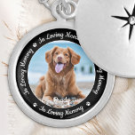 Médaillon Avec Fermoir Dans Loss Memory Pet Perdre Photo Pet Memorial<br><div class="desc">Honorer votre meilleur ami avec un collier de casier photo mémorial personnalisé. Ce souvenir unique est le cadeau parfait pour vous, votre famille ou vos amis pour rendre hommage à votre être aimé. Ce collier commémoratif de chien présente un design simple en noir et blanc avec un script décoratif. Citation...</div>