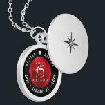 Médaillon Avec Fermoir Élégant 15e anniversaire de Mariage Rose<br><div class="desc">Commémorez le 15e anniversaire du mariage avec cet élégant emplacement! Un lettrage blanc élégant sur un arrière - plan rose rouge romantique ajoute une touche mémorable pour cette occasion spéciale et cette étape importante. Customisez avec les noms du couple heureux, et les dates de leur anniversaire rose. Design © W.H....</div>