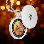 Médaillon Avec Fermoir Élégant 16ème 23ème anniversaire du Mariage de Top<br><div class="desc">Célébrez le 16e ou le 23e anniversaire du mariage avec ce lieu commémoratif! Un élégant lettrage noir et blanc avec des confettis hexagonaux sur un arrière - plan mémoire rouge-jaune-orange profond ajoute une touche mémorable à cette occasion spéciale et à cette étape extraordinaire. Customisez avec les initiales du couple, un...</div>