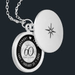 Médaillon Avec Fermoir Élégant 60e anniversaire de Mariage de diamant<br><div class="desc">Célébrez le 60e anniversaire de mariage avec style avec ce lieu commémoratif! Un élégant lettrage noir et blanc avec des confettis en diamant stylisé sur un arrière - plan blanc ajoutent une touche mémorable à cette occasion spéciale et à cette étape extraordinaire. Customisez avec les noms du couple heureux, et...</div>