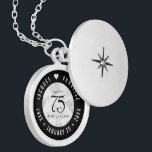 Médaillon Avec Fermoir Élégant 75e anniversaire de Mariage de diamant<br><div class="desc">Célébrez le 75e anniversaire du mariage en diamant avec style avec ce lieu commémoratif! Un élégant lettrage noir et blanc avec des confettis en diamant stylisé sur un arrière - plan blanc ajoutent une touche mémorable à cette occasion spéciale et à cette étape extraordinaire. Customiser avec les noms et dates...</div>