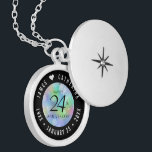 Médaillon Avec Fermoir Élégante 24e anniversaire du Mariage Opal<br><div class="desc">Commémorez le 24ème anniversaire du mariage avec cet élégant emplacement! Elégant serif noir et sans serif lettrage avec des confettis hexagonaux sur un arrière - plan opal iridescent ajoutent une touche mémorable pour cette occasion spéciale et un jalon extraordinaire. Customisez avec les noms du couple heureux, et les dates de...</div>