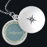 Médaillon Avec Fermoir Élégante demoiselle d'honneur bleue et feuille de<br><div class="desc">Ce magnifique emplacement est un accessoire spécial conçu pour la Bridesmaid. Le casier est décoré dans un style classique bleu et crème avec un motif en feuille couleur crème à l'intérieur, ajoutant une touche d'élégance et de beauté naturelle. Le message caché à l'intérieur est une touche spéciale qui rendra ce...</div>