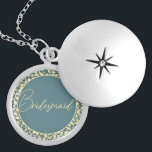 Médaillon Avec Fermoir Élégante demoiselle d'honneur bleue et feuille de<br><div class="desc">Ce magnifique emplacement est un accessoire spécial conçu pour la Bridesmaid. Le casier est décoré dans un style classique bleu et crème avec un motif en feuille couleur crème à l'intérieur, ajoutant une touche d'élégance et de beauté naturelle. Le message caché à l'intérieur est une touche spéciale qui rendra ce...</div>
