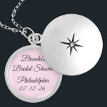 Médaillon Avec Fermoir Fête des mariées rose de police<br><div class="desc">Les douches nuptiales sont une merveilleuse tradition en Amérique. Ce collier commémore cet événement. Différents évènements à venir ? Vous n'aimez pas le style de lettre ou les couleurs ? Vous pouvez apporter des modifications adaptées à vos besoins. Personnalisable . Par Sharon Lee Hudson.</div>