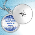 Médaillon Avec Fermoir Parties scintillant bleue sur blanc - simple |<br><div class="desc">Portez votre monde dans le style : parties scintillant minimaliste bleue sur un arrière - plan blanc,  monogrammée pour vous d'insérer votre propre texte.</div>
