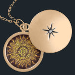 Médaillon Avec Fermoir Un dieu soleil solaire de motif de l'Inde<br><div class="desc">Conception solaire indienne de motif dans une texture sale.</div>