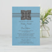 Médaillon Bleu Mariage frontalier Invitation (Debout devant)