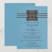 Médaillon Bleu Mariage frontalier Invitation (Devant / Derrière)