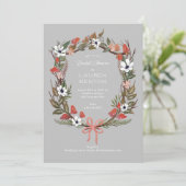 Medaillon krans bos paddenstoel grijs kaart (Staand voorkant)