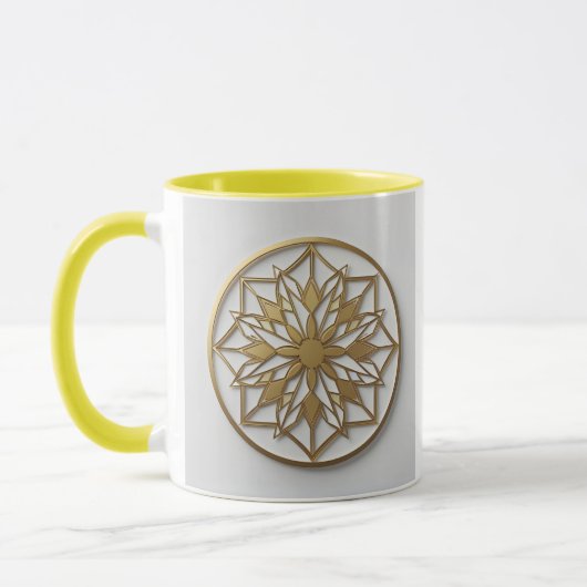 Médaillon Mandala Doré | Tasse à Café Élégante (Gauche)