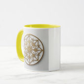 Médaillon Mandala Doré | Tasse à Café Élégante (Devant gauche)