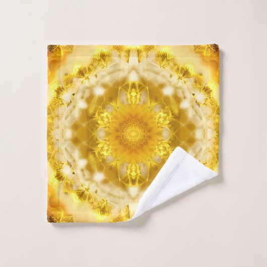 Médaillon Motif en Motif Batik Jaune de moutarde (Gant de toilette)