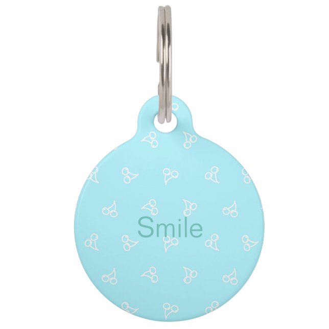 MÉDAILLON POUR ANIMAUX 名前　電話番号　カスタム　チェリー（ミントグリーン） (Devant)