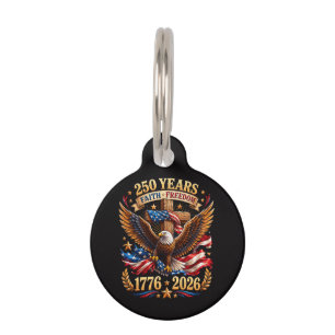 Médaillon Pour Animaux 250 Ans de Foi Liberté Aigle Patriotique