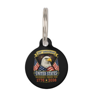 Médaillon Pour Animaux 250e anniversaire USA 4 juillet patriotique