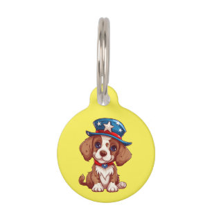 Médaillon Pour Animaux 4 juillet Chiot mignon avec Casquette américain-71