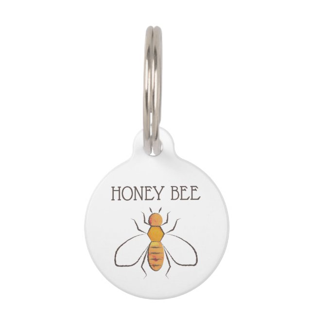 Médaillon Pour Animaux Abeille jaune miel (Devant)