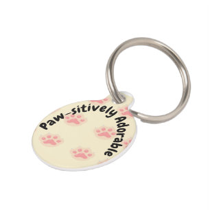 Médaillon Pour Animaux "Absolument Adorable" Étiquette Personnalisée Rose
