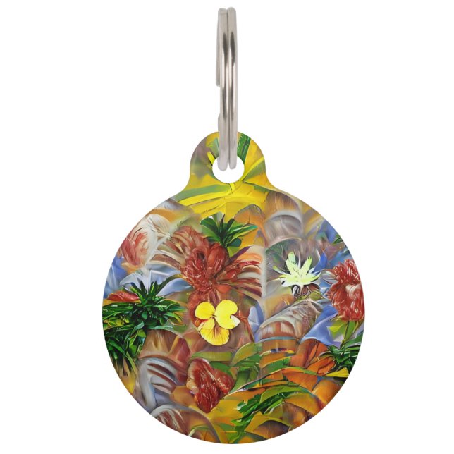 Médaillon Pour Animaux Abstrait tropical (Devant)