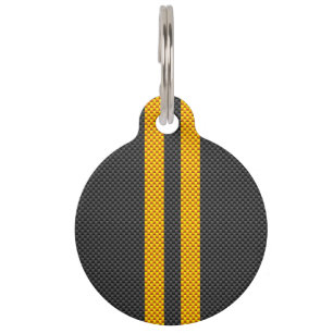 Médaillon Pour Animaux Accent Yellow Racing Stripes Carbon Fiber Style