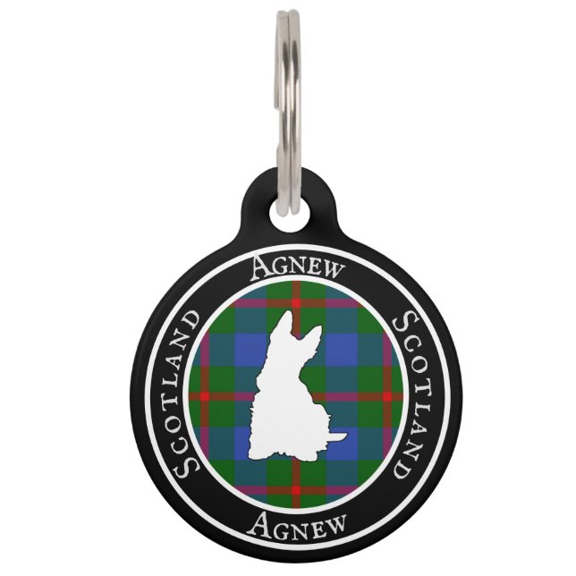 Médaillon Pour Animaux Agnew Tartan & Scottie Dog Personnalisé (Devant)