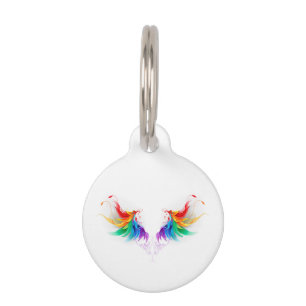 Médaillon Pour Animaux Ailes fluffy arc-en-ciel