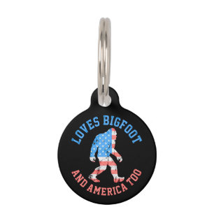 Médaillon Pour Animaux Aime Bigfoot et l'Amérique Trop Patriotique Améric