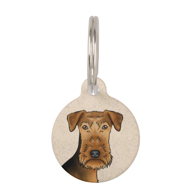 Médaillon Pour Animaux Airedale Terrier mignon Cartoon Chien Gros plan (Devant)