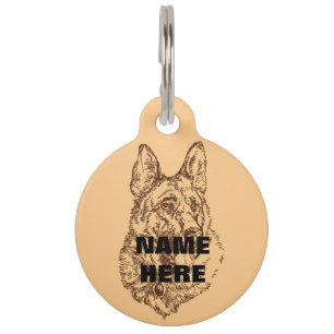Médaillon Pour Animaux Ajouter Nom Téléphone Etc Berger Allemand GSD