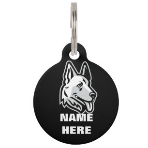 Médaillon Pour Animaux Ajouter Nom Téléphone Etc Berger Allemand GSD Noir