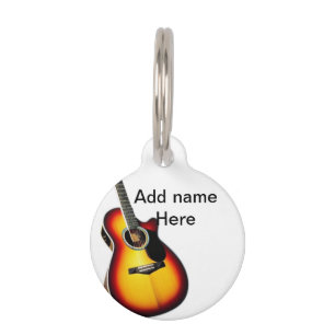 Médaillon Pour Animaux Ajouter votre nom texte brun acoustique guitare éd