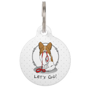 Médaillon Pour Animaux Allons-y ! (walk) Papillon (white & red) Chien mig