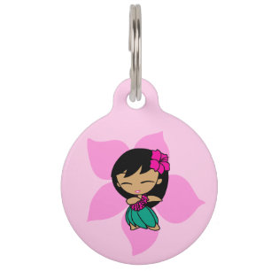 Médaillon Pour Animaux Aloha ketmie hawaïenne de fille de danse
