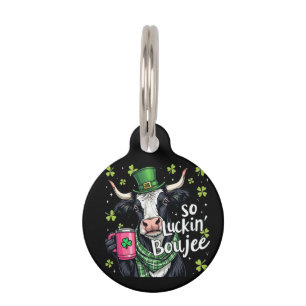 Médaillon Pour Animaux Alors Chanceux Boujee Rétro St. Patrick's Day
