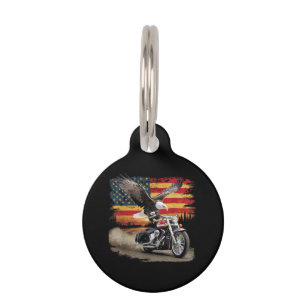 Médaillon Pour Animaux American Flag Mocycle Tshirt USA Flag Bike Ret