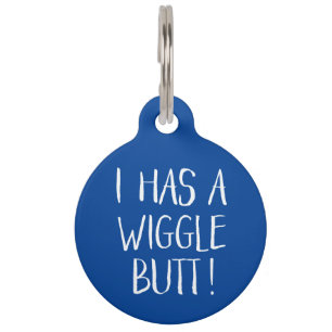 Médaillon Pour Animaux Amusant et mignon "J'ai un cul de gigot" Bleu