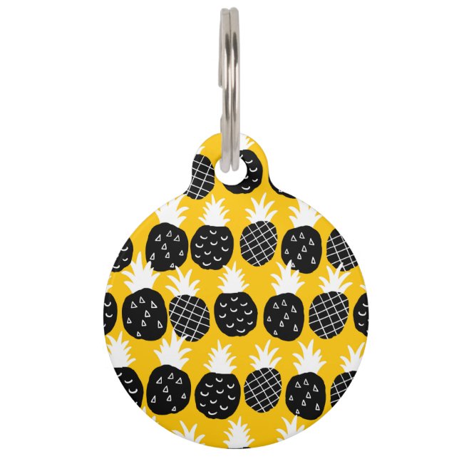 Médaillon Pour Animaux Ananas noir (Devant)