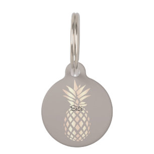 Médaillon Pour Animaux Ananas rose et gris d'or d'en cuivre assez éléga