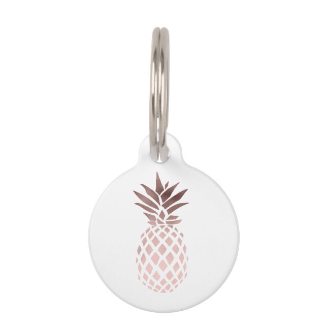 Médaillon Pour Animaux ananas tropical d'or rose clair élégant de faux (Devant)