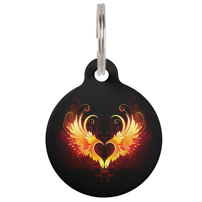 Médaillon Pour Animaux Angel Fire Heart with Wings (Devant)