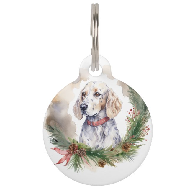 Médaillon Pour Animaux Anglais Setter Christmas Wreath Festive Pup (Devant)