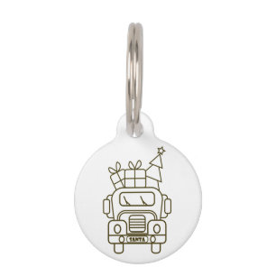 Médaillon Pour Animaux Aperçu camion de Noël Père Noël voiture vue avant