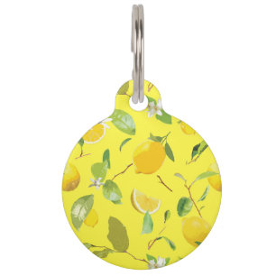 Médaillon Pour Animaux Aquarelle Citron & Feuilles 4