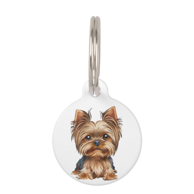 Médaillon Pour Animaux Aquarelle de chien yorkshire terrier | (Devant)