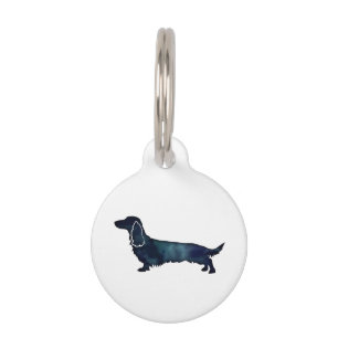 Médaillon Pour Animaux Aquarelle noire longue hailée Dachshund