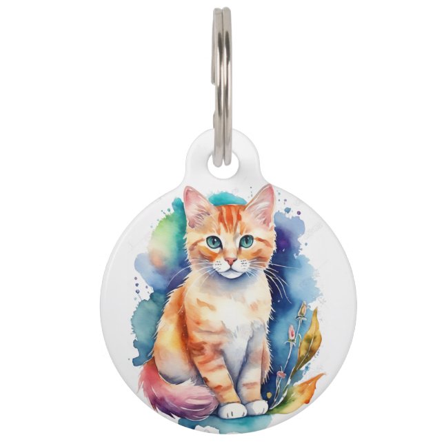 Médaillon Pour Animaux Aquarelle Style Orange Kitten (Devant)
