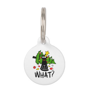 Médaillon Pour Animaux Arbre de Noël drôle de chat noir Noël joyeux Santa